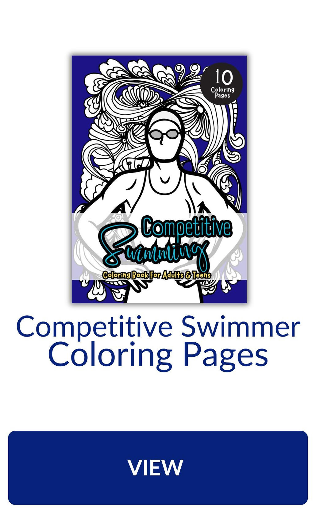 Motivational swimming coloring pages for teens and young adult swimmers
