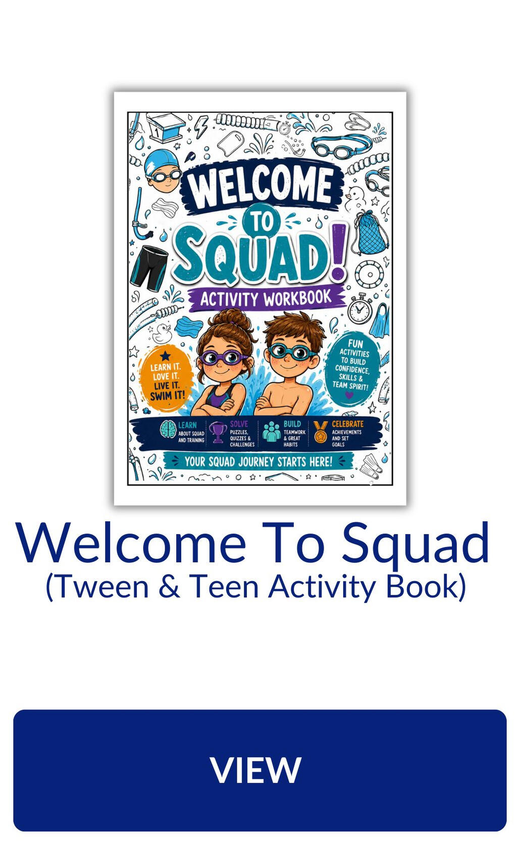 Squad swim team training activites for kids and swimmers