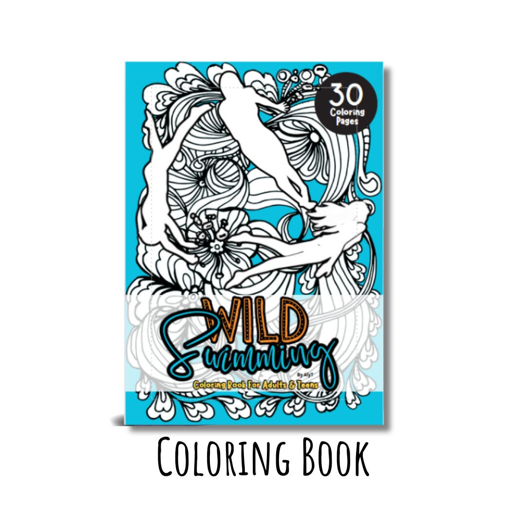 Cold water wild swimmer swimming quotes colouring books for women and teen girls