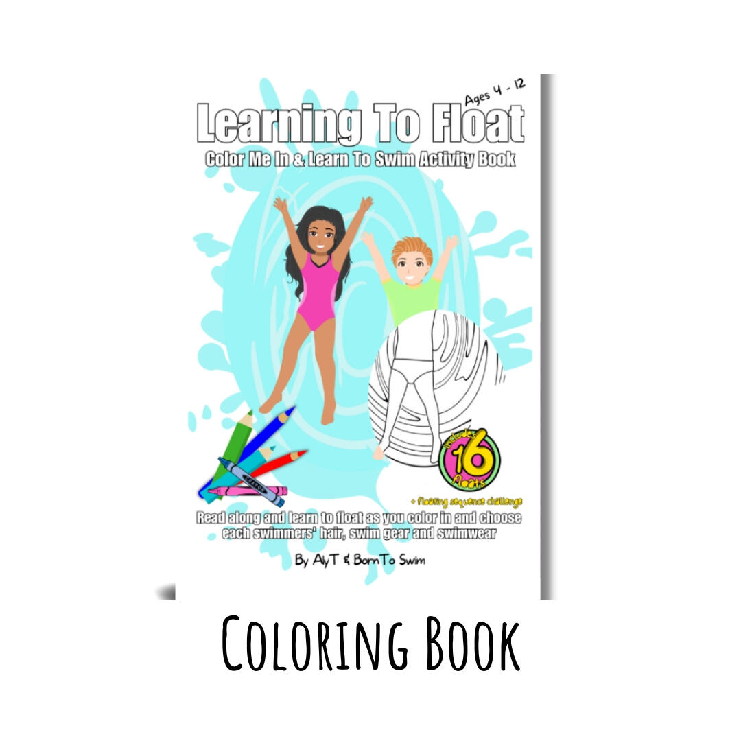 Learn to float and swim colouring books for kids